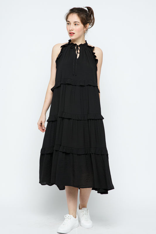 Casual Convo Black Midi Dress