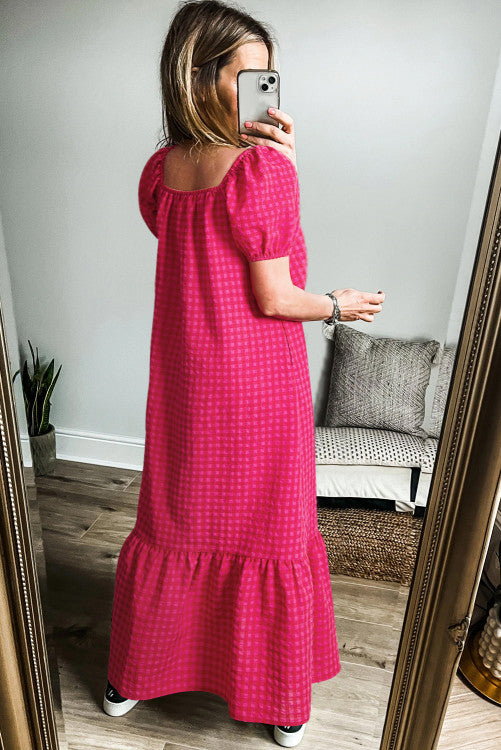 Rose Gingham Maxi Dress