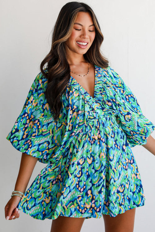 Green Abstract Romper