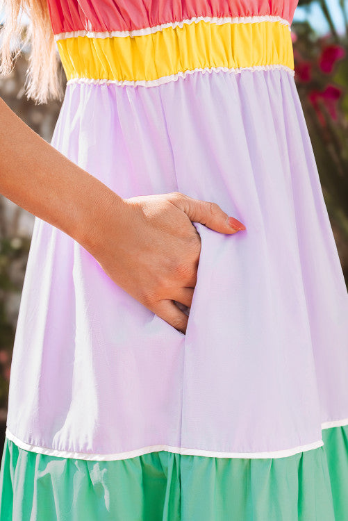 Multicolor Color Block Maxi