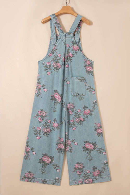 Floral Denim Overalls