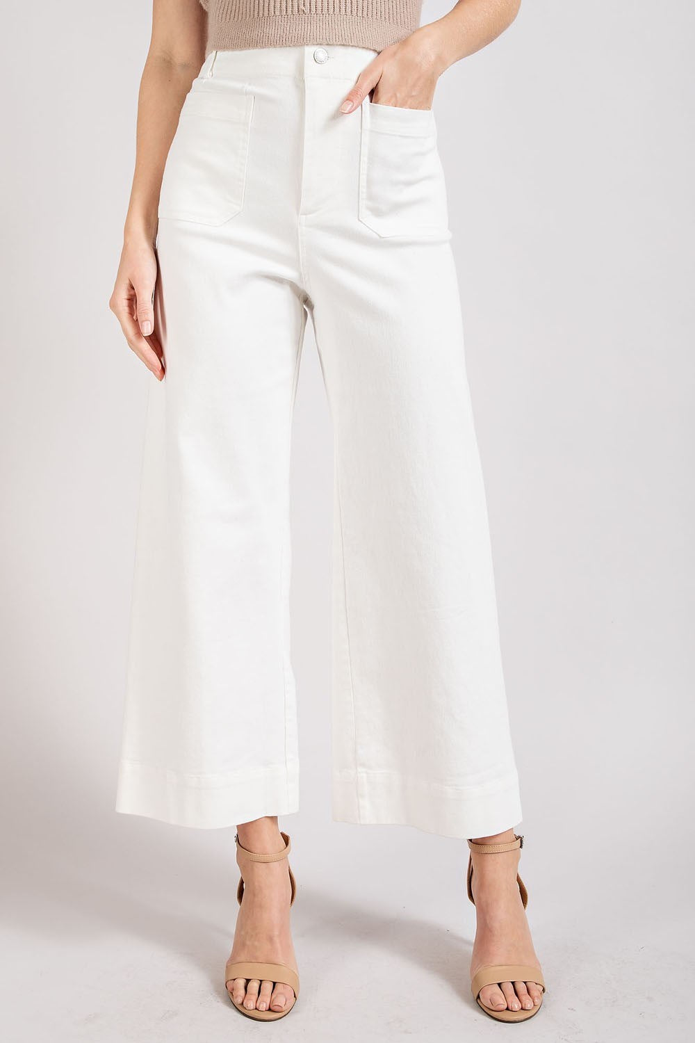 Off White Soft Washed Wide Leg Pants
