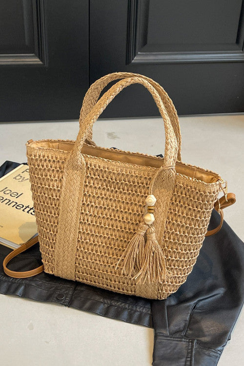 Light French Beige Rattan Shoulder Bag