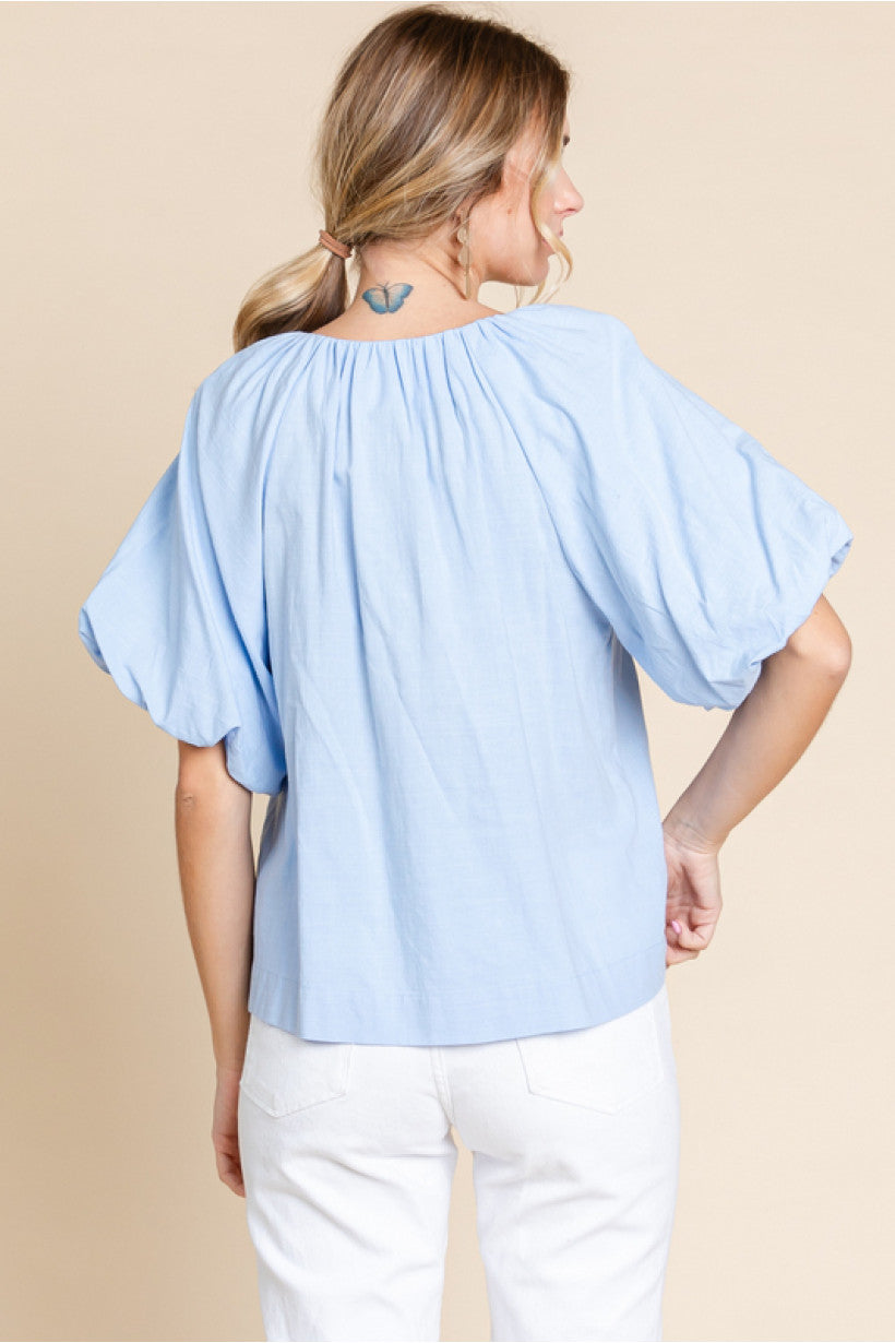 Never Leaving Powder Blue Blouse