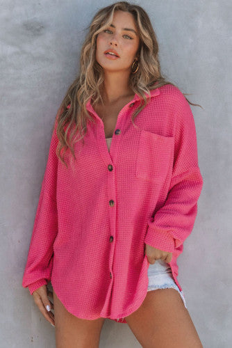 Pink Waffle Knit Shacket
