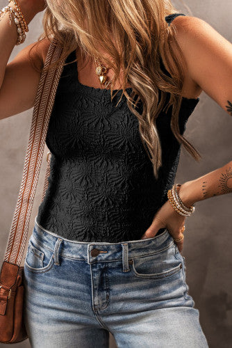 Black Floral Tank Top