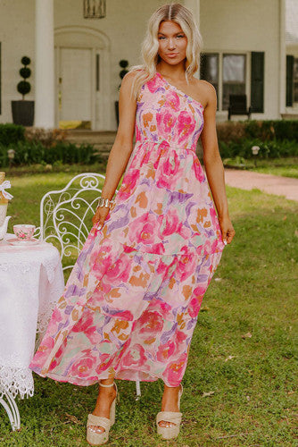 Floral One Shoulder Maxi