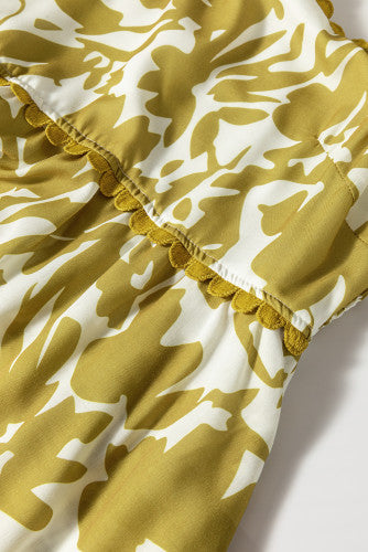 Green Scalloped Trim Floral Maxi