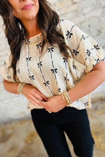 Beige Bow Top