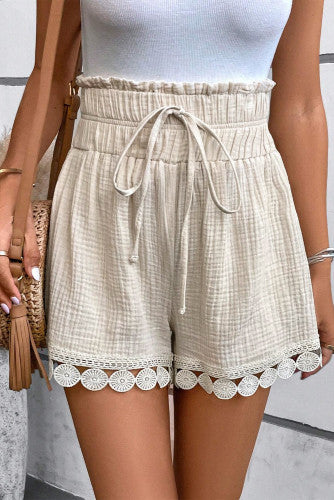 Apricot High Waist Lace Shorts
