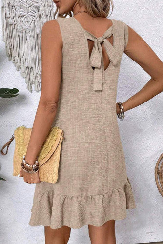 Tan Sleeveless Shift Dress