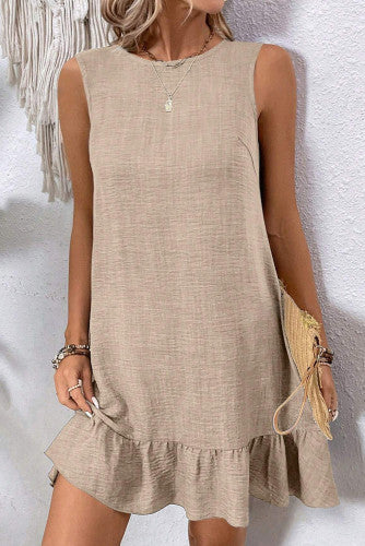 Tan Sleeveless Shift Dress