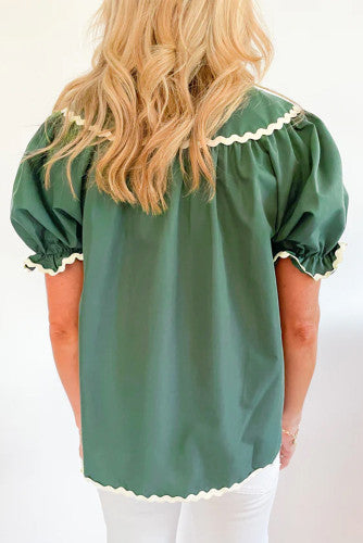 Green Ricrac Trim Blouse