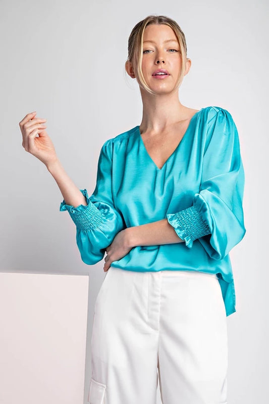Tell Me More Satin Blouse