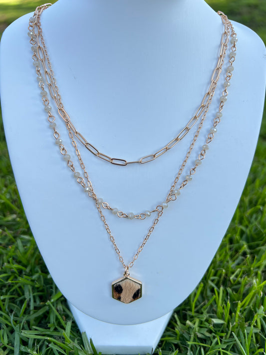 Leopard Hexagon Necklace