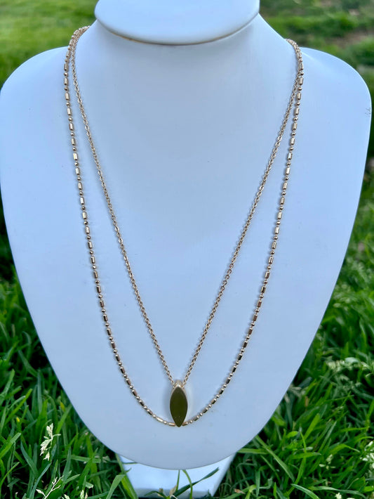 Oval Pendant Gold Necklace