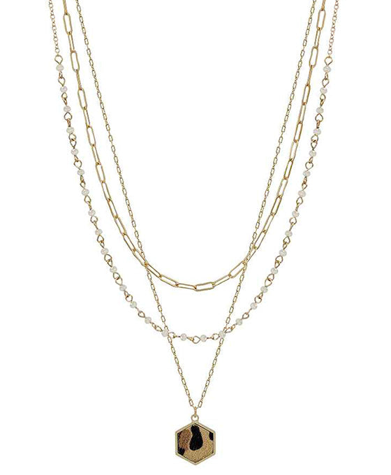 Leopard Hexagon Necklace