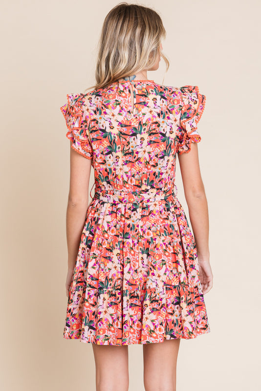 Peach Blossom Floral Dress