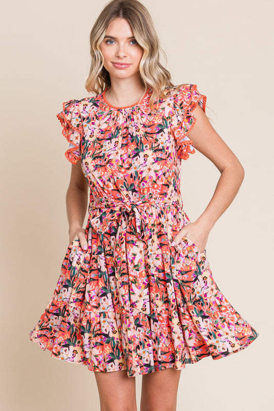 Peach Blossom Floral Dress