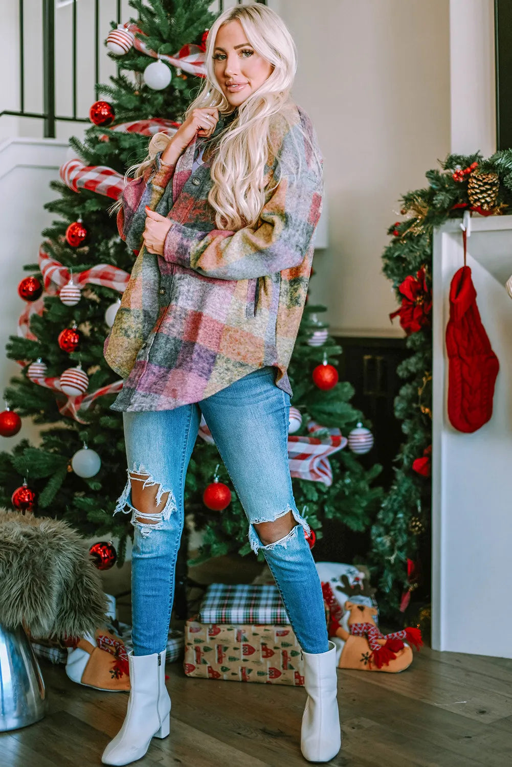 Multicolor Plaid Oversize Shacket