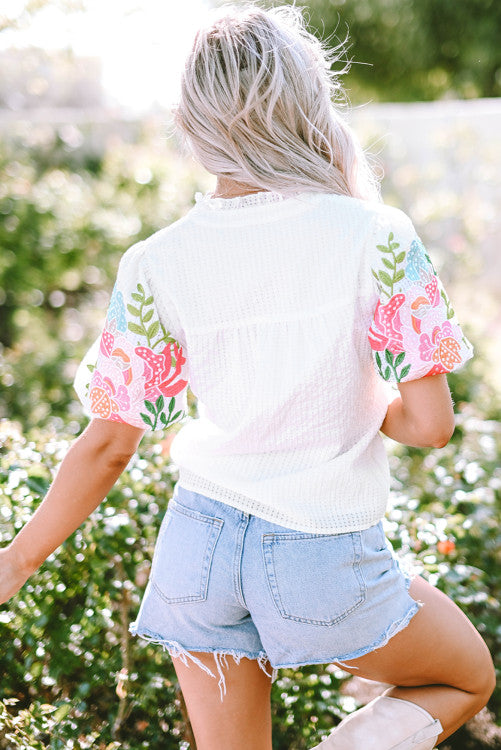 Feeling Fun Floral Embroidered Top