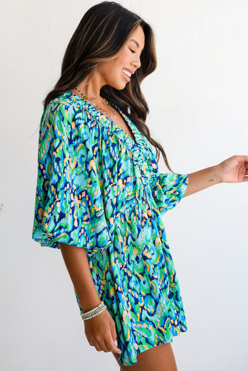 Green Abstract Romper