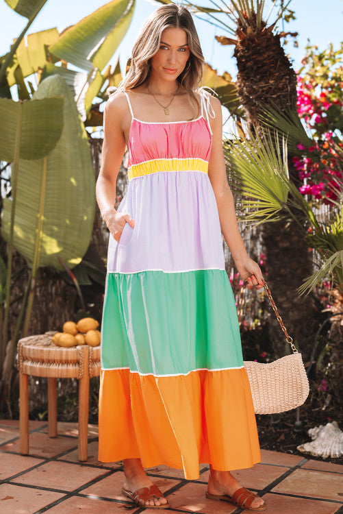 Multicolor Color Block Maxi