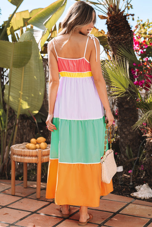 Multicolor Color Block Maxi
