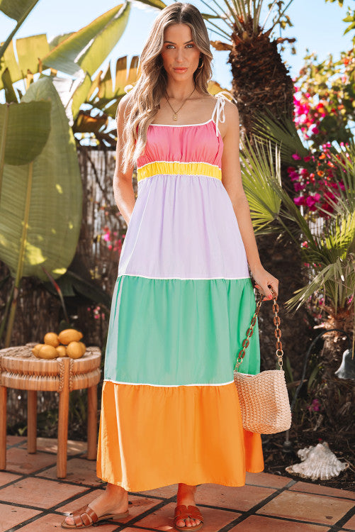 Multicolor Color Block Maxi