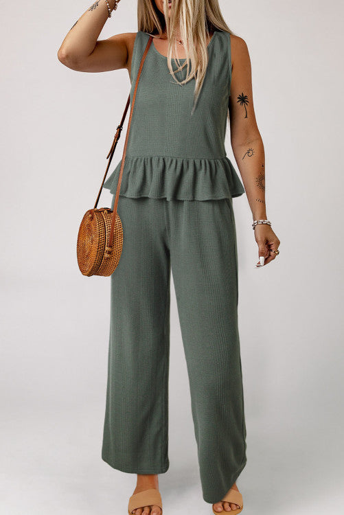 Green Ruffle Tank & Pants Set