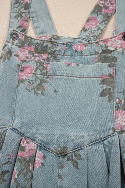 Floral Denim Overalls