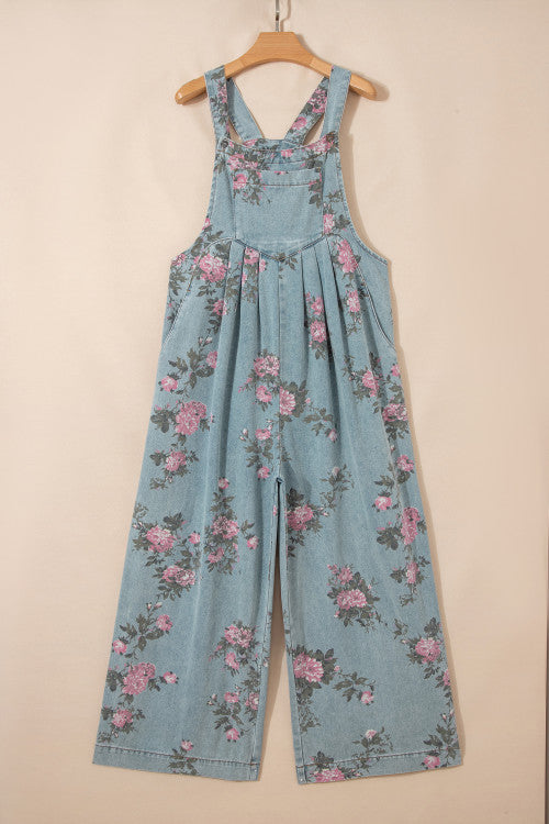 Floral Denim Overalls