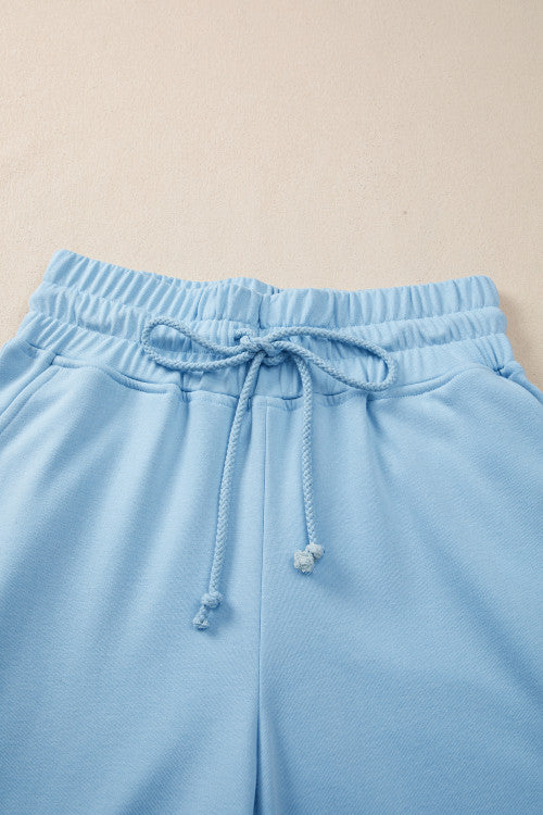 Mist Blue Short Sleeve & Wide Leg Pant Set