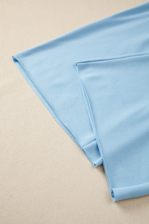 Mist Blue Short Sleeve & Wide Leg Pant Set