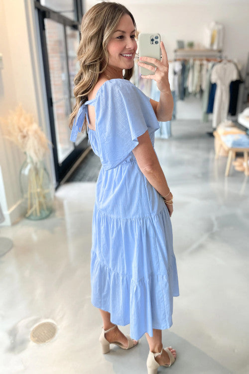 Beau Blue Lace Square Neck Maxi