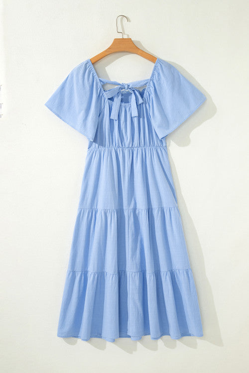 Beau Blue Lace Square Neck Maxi