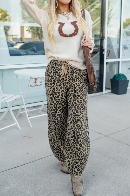 Leopard Denim Pants