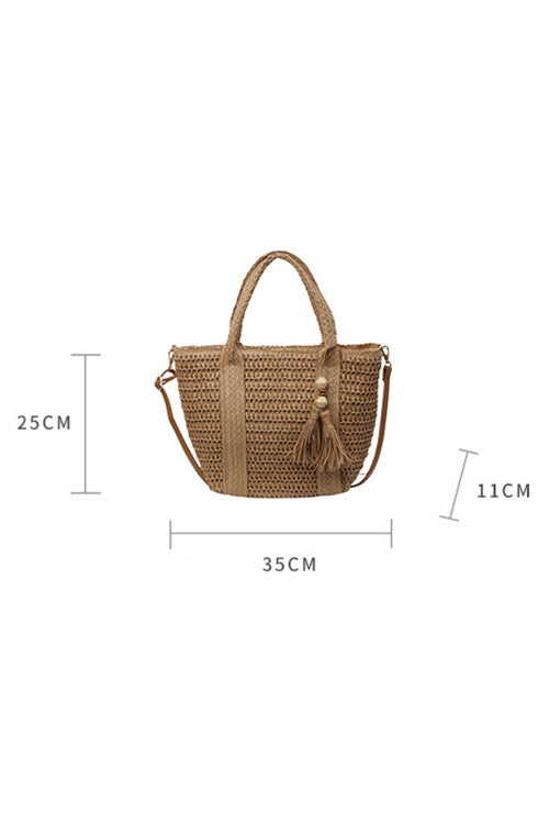 Light French Beige Rattan Shoulder Bag
