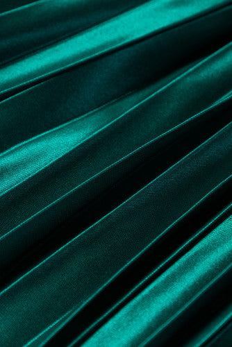 Green Satin Pleated Maxi Skirt