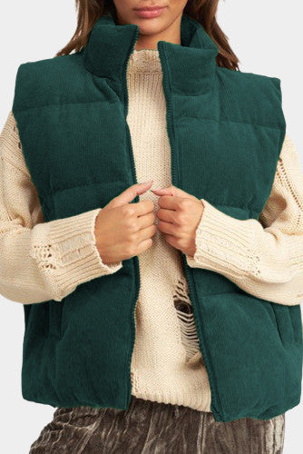 Jungle Green Corduroy Puffer Vest