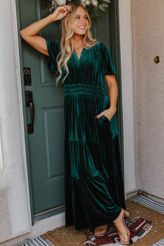 Evergreen Velvet Maxi Dress