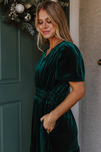 Evergreen Velvet Maxi Dress