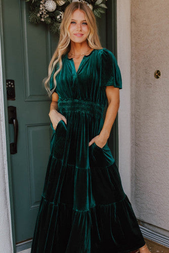 Evergreen Velvet Maxi Dress