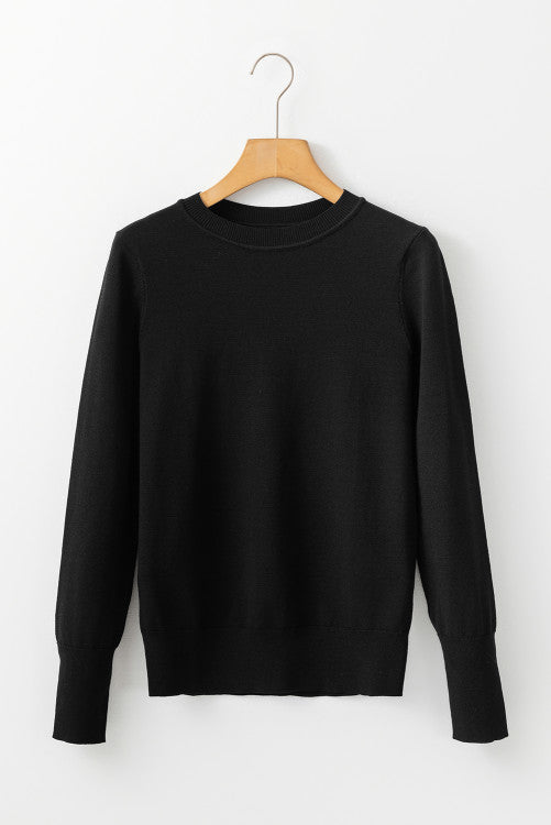 Black Slim Fit Crew Neck Sweater