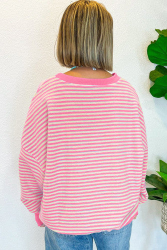 Pink Stripe Long Sleeve Top