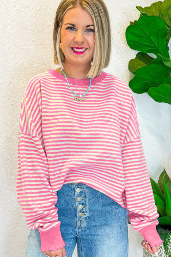 Pink Stripe Long Sleeve Top