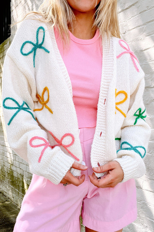 Multicolor Bow Cardigan