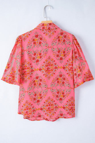 English Flowers Rose Red Blouse