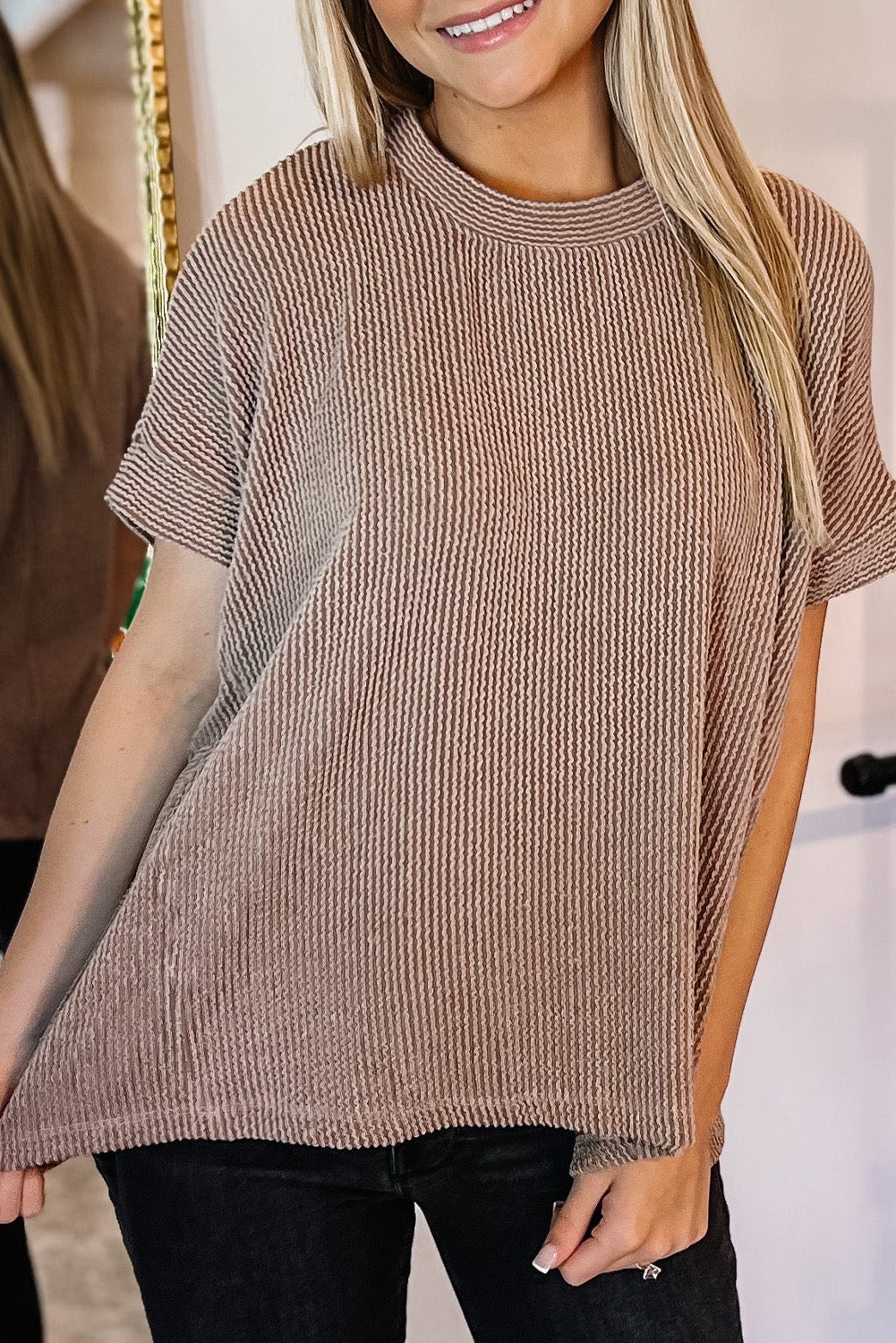 Brown Corded Textured Top