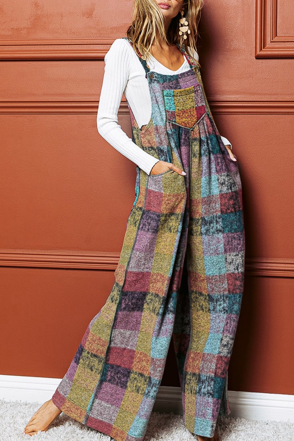 Colors Of My Heart Checkered Wide Leg Jumpsuit